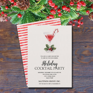 Chic Candy Cane Martini Holiday Cocktail Party Inbjudningar