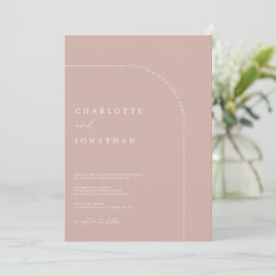 Chic Candy Rosa Modern Calligraphy Arch Bröllop Inbjudningar