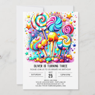 Chic Candyland Barns födelsedag Inbjudningar