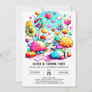 Chic Candyland Birthday Inbjudningar
