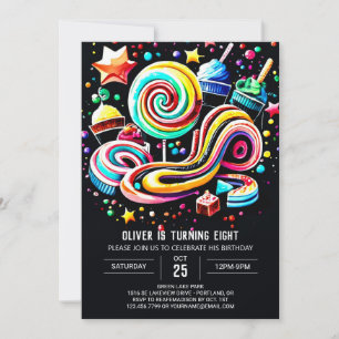 Chic Candyland Födelsedag Inbjudningar