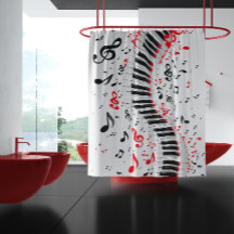 Chic Cascading Melodies Red White and Black