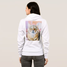 Chic Cat Fullt-Zip Hoodie - Kattdjuret Stil på res