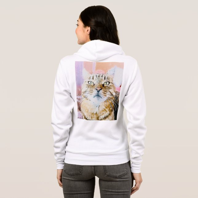 Chic Cat Fullt-Zip Hoodie - Kattdjuret Stil på res T Shirt (Hel baksida)