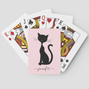 Chic Cat Personlig Namn Rosa Black Casinokort