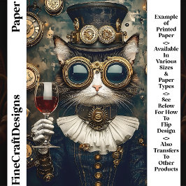 Chic Cat Queen Toasting Wine AH7 Scrapbookpapper