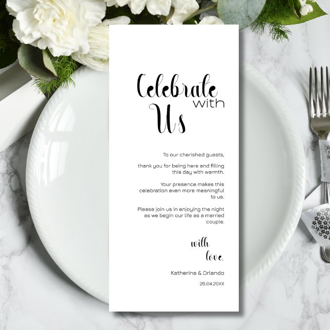 Chic Celebrate With Us Wedding Place Setting Cards Program (Skapare uppladdad)