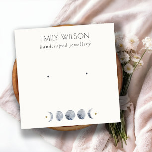 Chic Celestial Måne Watercolor Earring Visning Fyrkantigt Visitkort