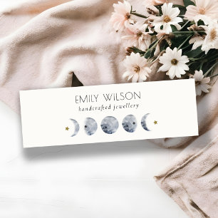 Chic Celestial Måne Watercolor Earring Visning Mini Visitkort