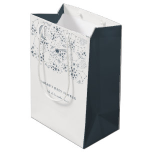 Chic Celestial Navy Starry Night Måne Baby Shower