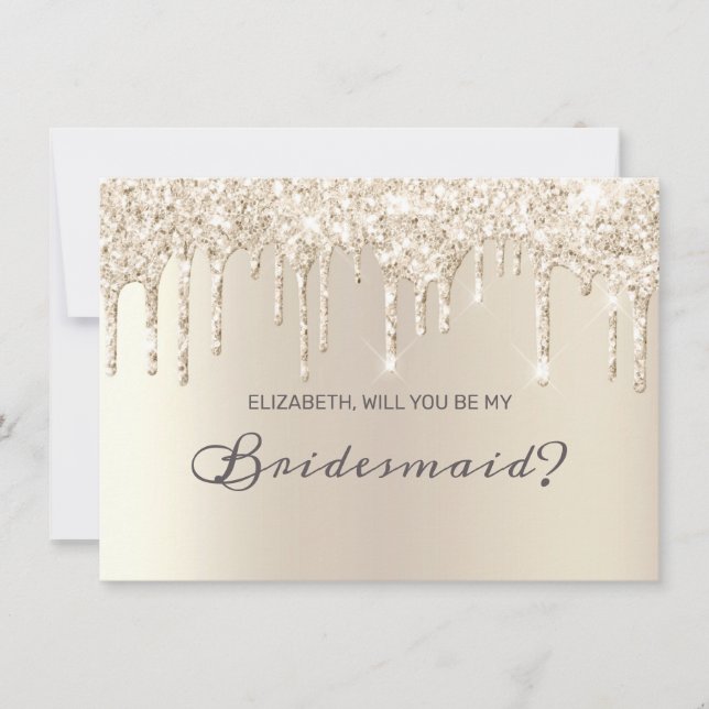 Chic Champagne Glitter Elegant Bridesmaid Inbjudningar (Framsida)