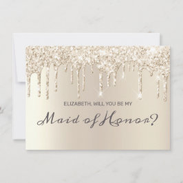 Chic Champagne Glitter Maid of honor Inbjudningar