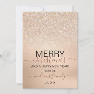 Chic Champagne Guld Glitter Metallic Jul Julkort