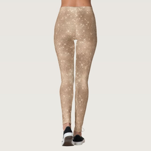 Chic Champagne Guld Gnistra Glitz jul Leggings (Baksida)