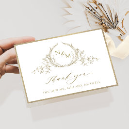 Chic Champagne Monogram, Gold Frame Wedding Tack Kort