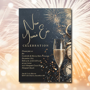 Chic champagne nyårsafton inbjudningar