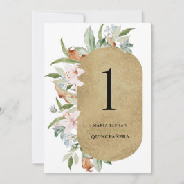 Chic Champagne och Ro Guld Blommigt Bordsnummer