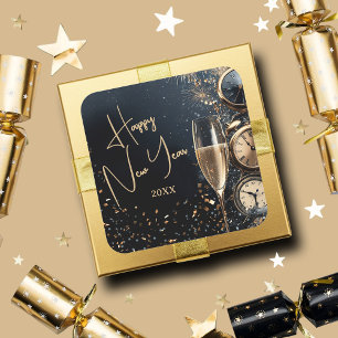 Chic Champagne Tid Godt Nytt År Fyrkantigt Klistermärke