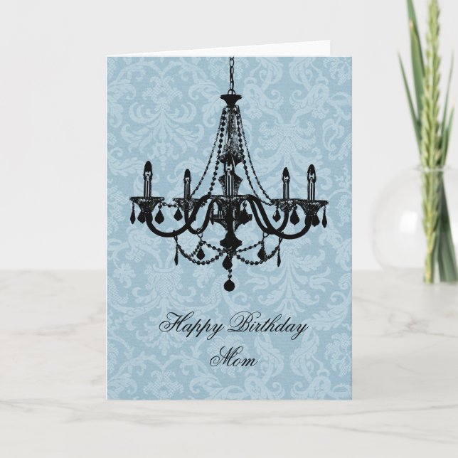 Chic Chandelier Birthday Kort (Framsida)