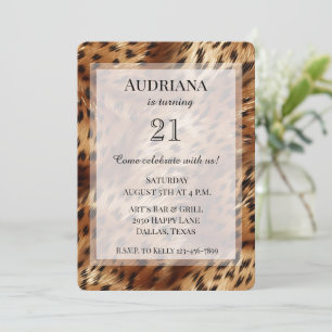 Chic Cheetah Animal Print Birthday Inbjudningar