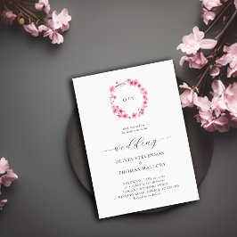 Chic Cherry Blommar Utandning Vapensköld Monogram Inbjudningar