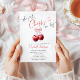 Chic Cherry on Top Coquette Baby Shower Inbjudningar