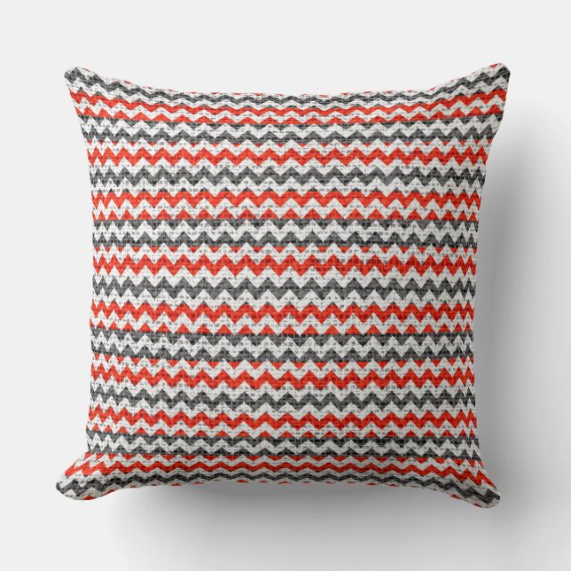 Chic Chevron Burlap Rustic #26 Kudde (Framsida)