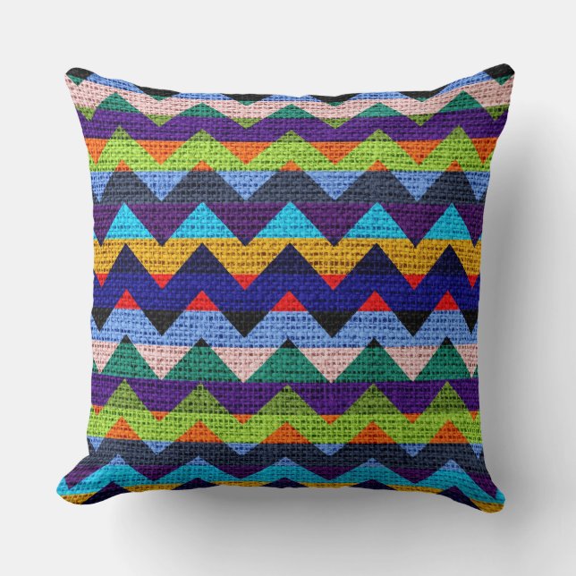 Chic Chevron Burlap Rustic #41 Kudde (Framsida)