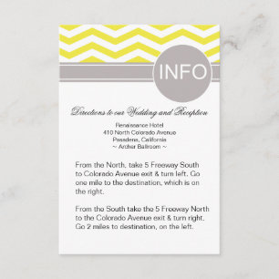 Chic Chevron Info Bröllop Directions gult Tilläggskort