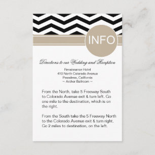 Chic Chevron Info Bröllop Directions svart Tilläggskort