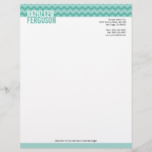 Chic Chevron mönster teal blue 2 tone snyggt Brevhuvud