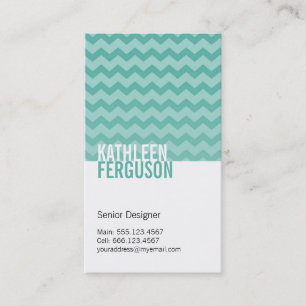 Chic Chevron mönster teal blue 2 tone snyggt Visitkort