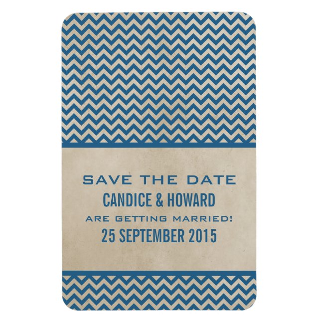 Chic Chevron Spara datum magneter, Blue Magnet (Vertikal)