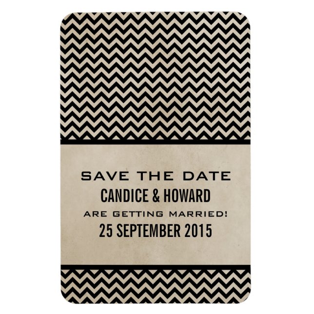 Chic Chevron Spara datum magneter, Ebony Magnet (Vertikal)