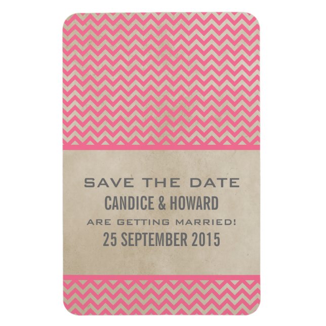 Chic Chevron Spara datum magneter, Rosa Magnet (Vertikal)