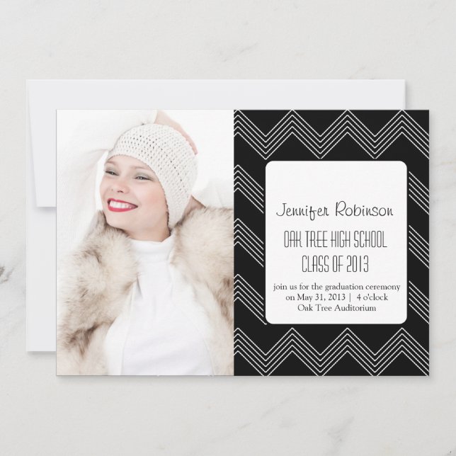 Chic Chevron Zigzag 2 Studenten Meddelande Inbjudningar (Framsida)