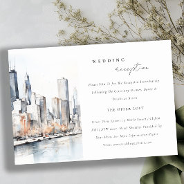 Chic Chicago Illinois City Scape Wedding Reception Tilläggskort