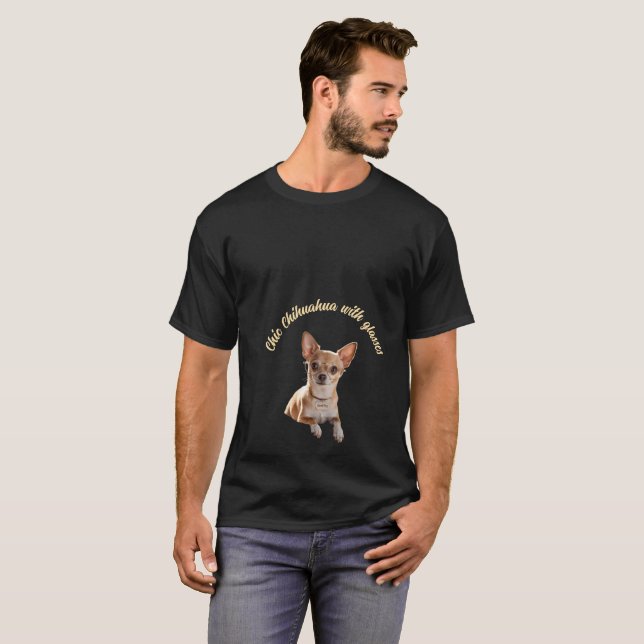 Chic Chihuahua T-Shirt med glas (Hel framsida)