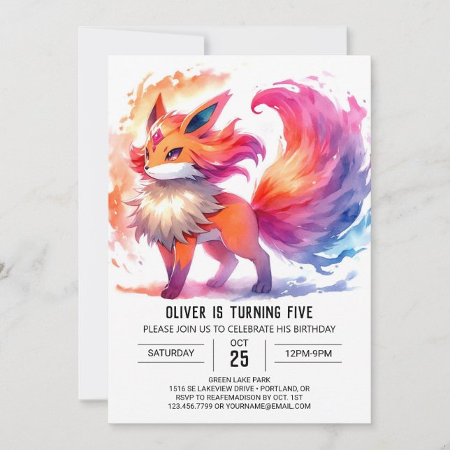 Chic Children Fox Birthday Inbjudningar (Framsida)