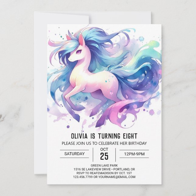 Chic Children Horse Birthday Inbjudningar (Framsida)