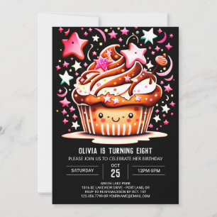 Chic Chocolate Delight Muffin Girl Birthday Inbjudningar