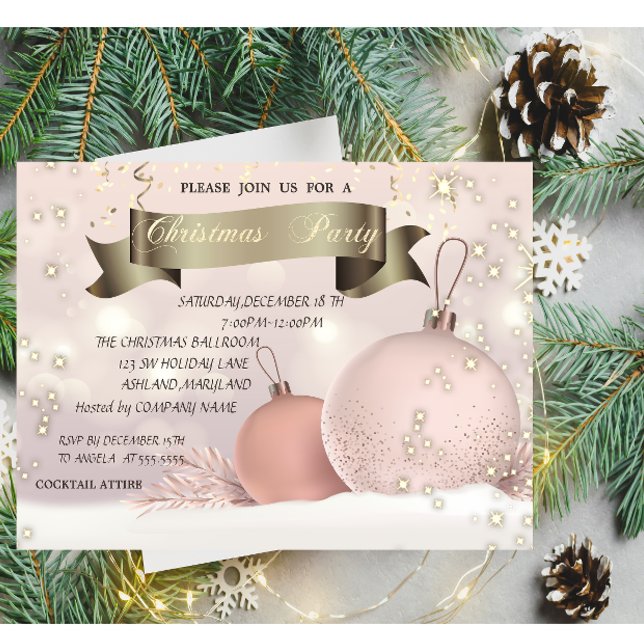 Chic Christmas Balls Company Julfest Inbjudningar (Skapare uppladdad)