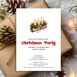 Chic Christmas Candles Pine Wreath Invite Card Inbjudningar