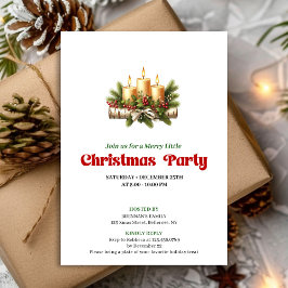 Chic Christmas Candles Pine Wreath Party Invite Inbjudningar