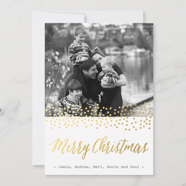 CHIC CHRISTMAS guld konetti-fotokort Julkort (Framsida)