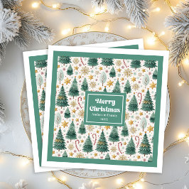Chic Christmas Trees Earthy Holiday Paper Napkins Pappersservett