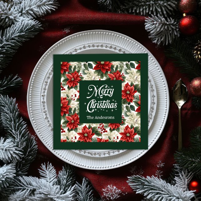 Chic Christmas Wreath Napkins Personalized Gift Pappersservett (Chic Christmas Wreath Napkins Personalized Gift)