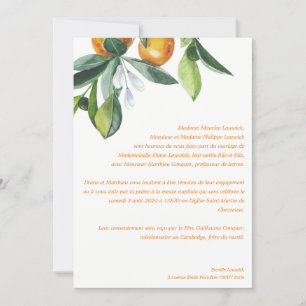Chic Citrus Orange Botanical Boho Bröllop Inbjudningar