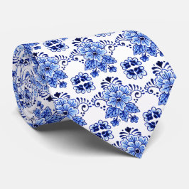 Chic Classic Dutch Delft Blue Blommigt Art Mönster Slips