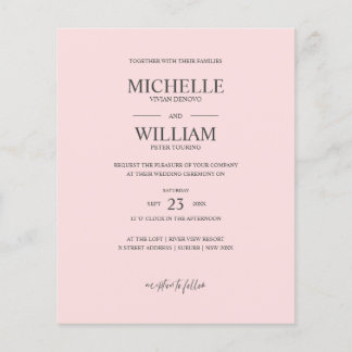 Chic Classic Plain Rosa Elegant Budget Bröllop
